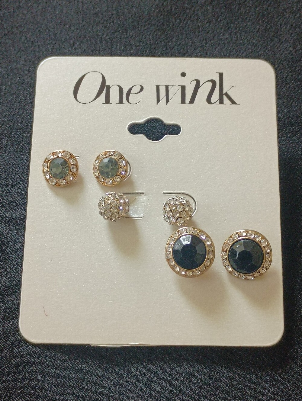 Stud Earrings Set Of 3 Silver Tone Black Crystal Stud Earrings Fashion Jewelry